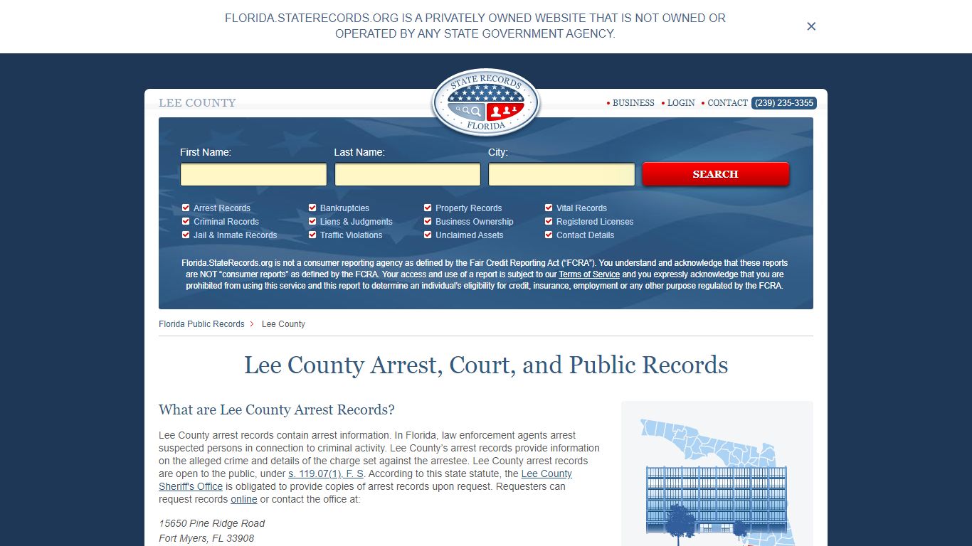 Lee County Arrest, Court, and Public Records